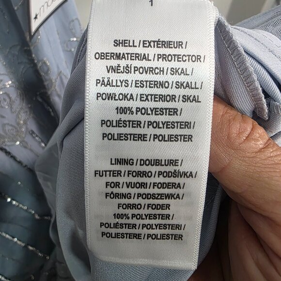 NWT Adrianna Papell Sequin bead illusion blouson dress glacier Size 18W - Picture 10 of 16